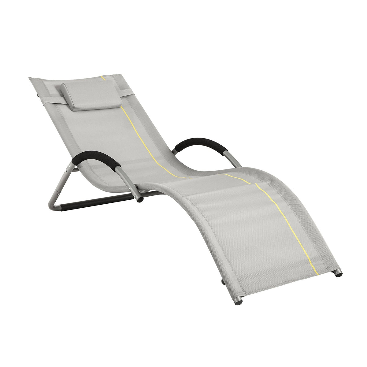SoBuy Ligstoel  met kussen - Max. 120 kg - 165 x 56 x 67 cm - Grijs