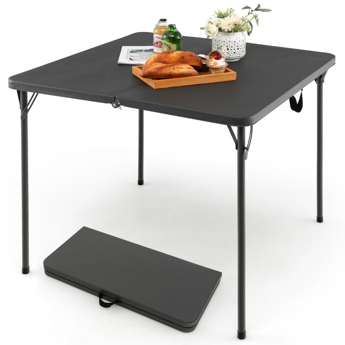 Coast Opvouwbare Campingtafel - Draagbaar met Handvat - Lichtgewicht - Grijs 86 x 86 x 73 cm