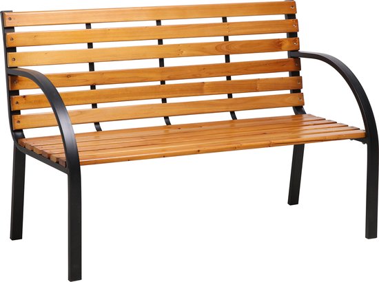 AXI Otis houten Tuinbank met matzwart stalen frame – Cederhout - 122x60x83 cm – Tweepersoonsbank voor buiten