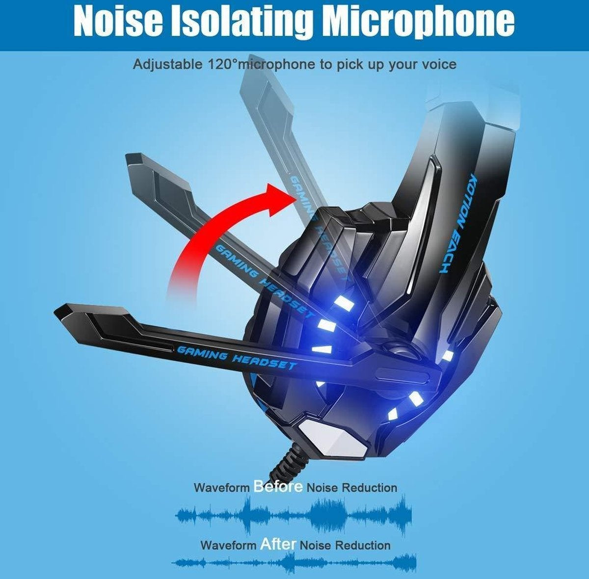 KOTION EACH G9000 - Gaming Headset - PC - Zwart/Blauw