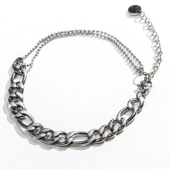 Laura Ferini Dames Armband Prego Zilver - Zilverkleurige Schakelarmband - 18K Witgoud Verguld - Sieraad - Accessoires - Sieraden - Dames Armbandje