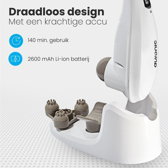 Auronic nek- en rugmassageapparaat Snoerloos 5 opzetstukken Wit/grijs
