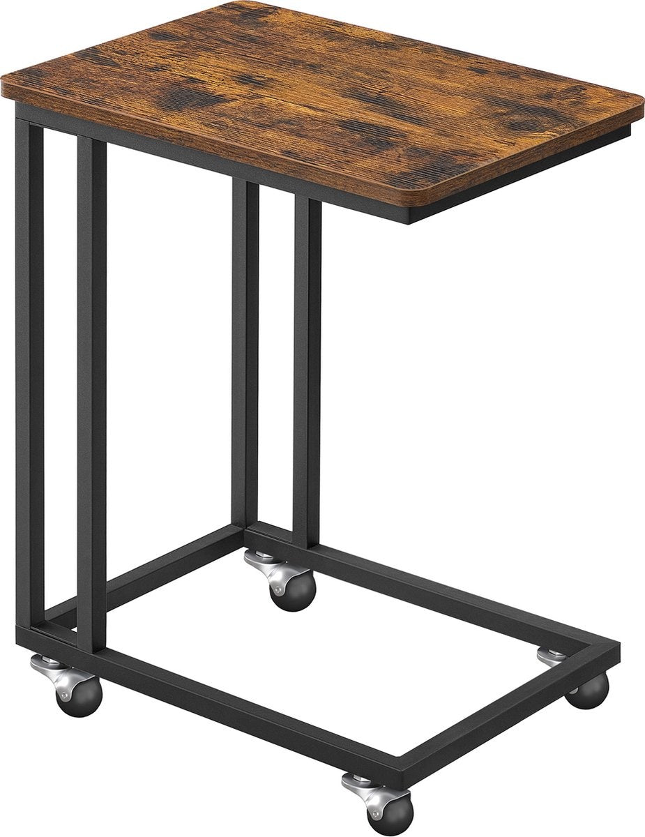 O'DADDY® Bijzettafel - Handige Bijzettafel met Afneembare Wielen - Rustiek Bruin - 50 x 35 x 55 cm