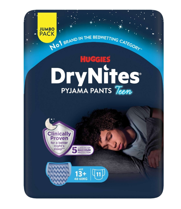 Huggies DryNites Pyjama Pants Jongen 13+ Jaar - 48-60 kg - Jumbo Pack 11 Stuks
