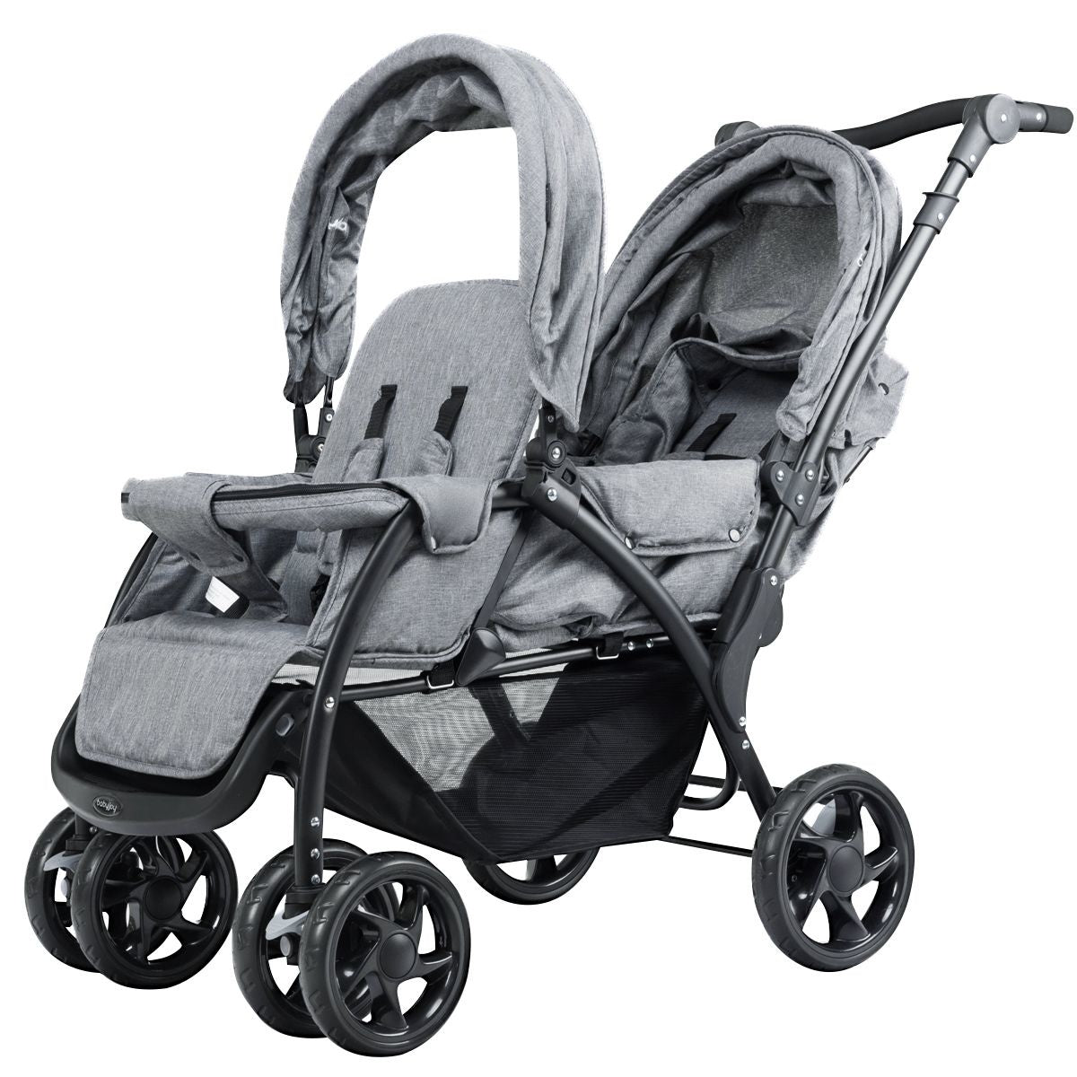 Coast Opvouwbare Tweeling Kinderwagen - Twin Buggy - voor 2 kinderen - Grijs