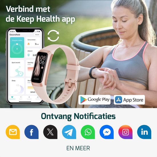 FITAGE Stappenteller - Activity Tracker - Stappenteller Horloge - Smartwatch - Dames en Heren - Roze
