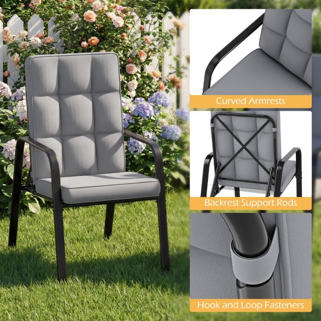 Coast Terrasstoelen Set van 2 - Verstelbaar - Kussens - Metaal - Grijs/Zwart
