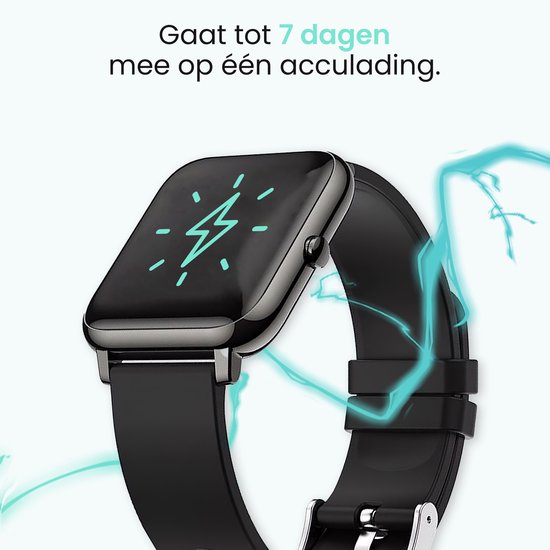 MAOO Amplify Smartwatch – Incl. Screenprotector – Hartslag, Bloeddruk & Bloedsaturatie – Slaapmonitor – Stappenteller – Afstandsmeting – Waterproof – Android & iOS – Zwart