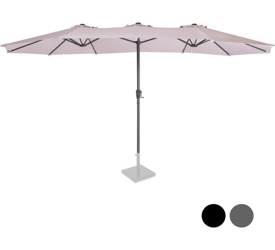 VONROC Parasol – Dubbele Parasol & Incl. Beschermhoes – 460 x 270 x 252 cm – Beige