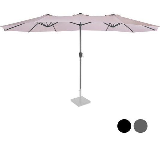 VONROC Parasol – Dubbele Parasol & Incl. Beschermhoes – 460 x 270 x 252 cm – Beige