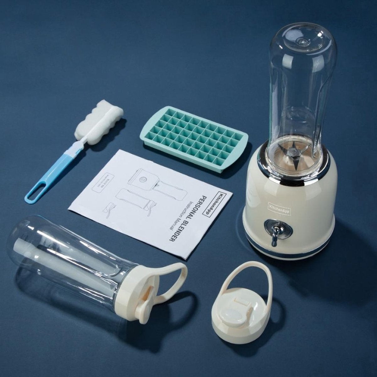 KitchenApp - Retro Blender - Inclusief twee flessen en meerdere accesoires - Beige
