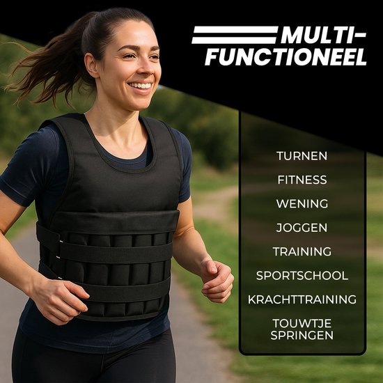 Fitby Verstelbaar Gewichtsvest 10KG - Weighted Vest - Gewichtsvesten - Gewichten - Krachtraining & Crossfit - Cardio - Geschikt vanaf maat L - Zwart