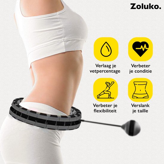 Zoluko Hoelahoep XXL - 130 cm Omtrek - Hula Hoop - Hoepel - Hoelahoep Fitness - Hula Hoop Fitness - Fitness Hoepel - Weighted Hula Hoop - Weight Hoop - Hoelahoep met Gewicht - Hoelahoep Volwassenen - Hoepel Fitness - Body Hoop - Zwart