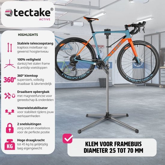 tectake - Fietsmontagestandaard montagestandaard e-bike - max. 45 kg. - 400991