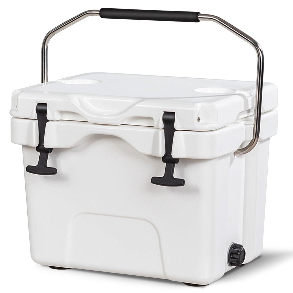 Coast Koelbox - 15 liter - met handvat en aftapplug - 2 bekerhouders - wit