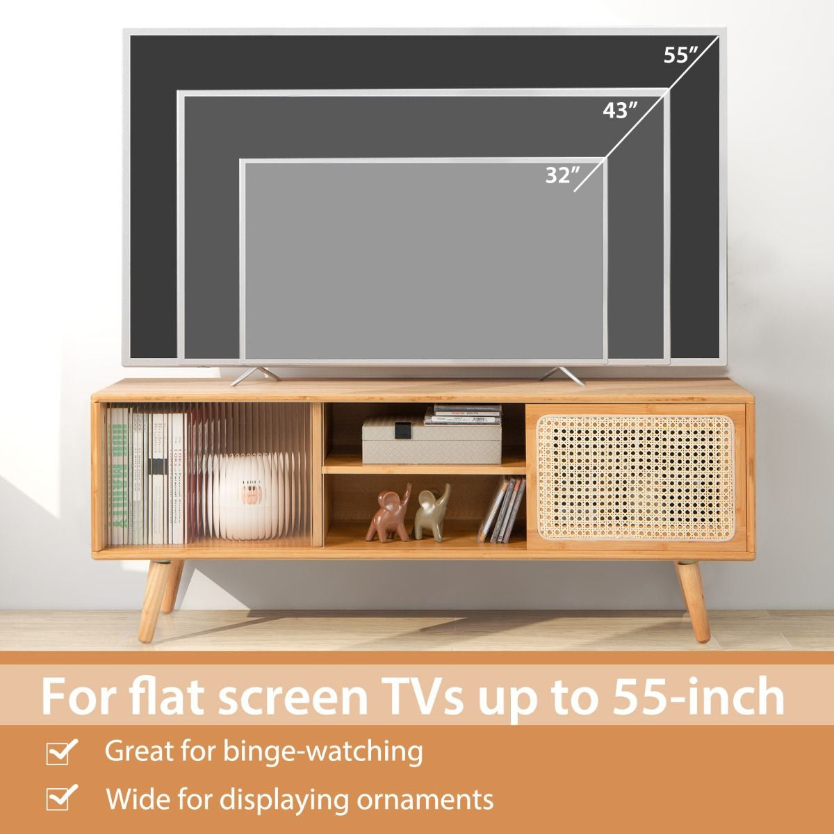 Coast TV-Kast - Max. 100 kg - Bamboe - 121 x 26 x 46 cm