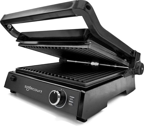Safecourt Kitchen 3-in-1 Contactgrill en Tosti-apparaat – Verstelbare Hoogte – 2000W – Zwart