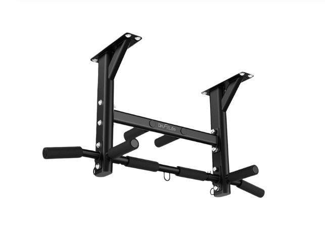 DH FitLife Plafond Optrekstang 4-in-1 - 8 Grepen - Tot 300 kg - 44,5 x 25,5 cm - Zwart