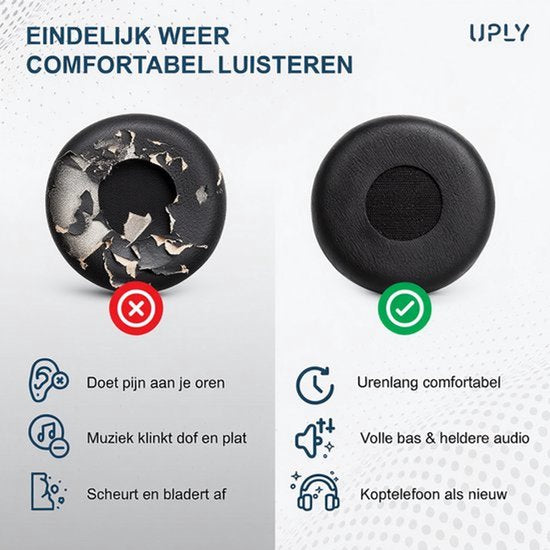 Set Oorkussens voor Jabra Koptelefoon - Evolve 20 Oorkussen - Evolve 20/20se/30/30II/40/65 - Kunstleer met Traagschuim