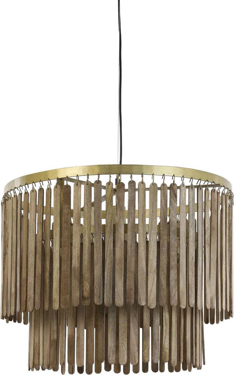 Light & Living Gularo Hanglamp - Donkerbruin Hout - Ø60cm - Modern & Luxe