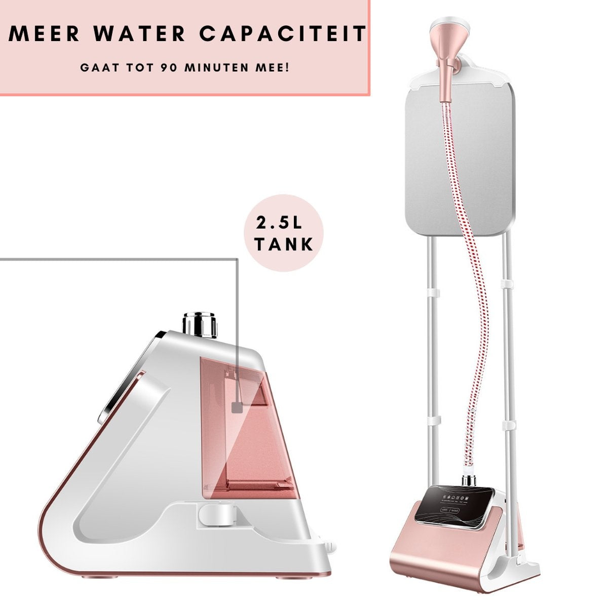 Niceey Kledingstomer - 1800W - incl. Strijkplank - Roze