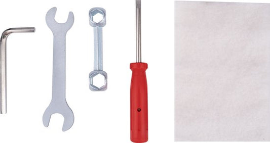Bicycle Gear Fiets Reparatieset 5-Delig - Fietsgereedschap - Schroevendraaier, Skeletsleutel, Inbussleutel, Moersleutel en Schoonmaakdoekje - Zilver