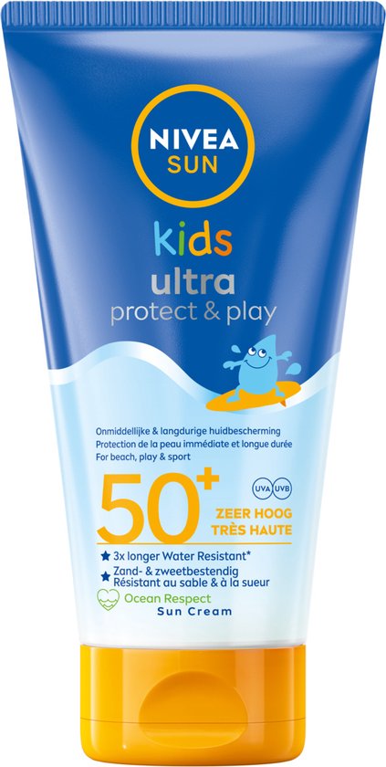 NIVEA SUN Kids Ultra Zonnebrand SPF50 Kinderen - SPF 50+ - Zeer waterproof - Zonnecreme voor Gezicht en Lichaam - 150 ml