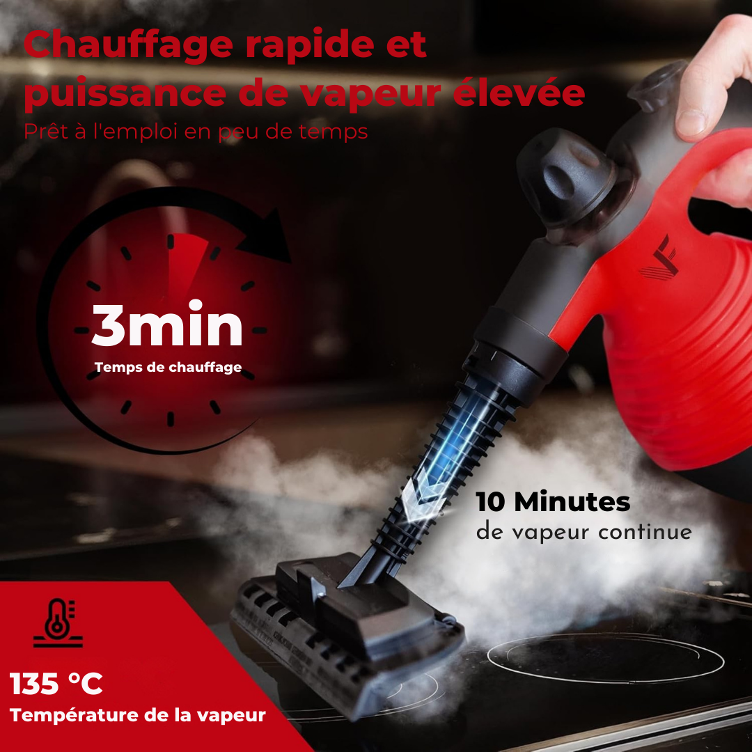Neighbour's Friend handmatige stoomreiniger - Stoomregeling - Inclusief accessoires - 350 ml tank - Rood