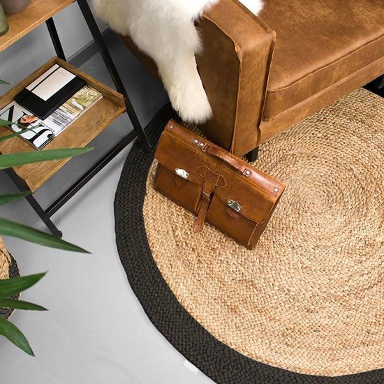 NATURL. Jute vloerkleed - Fair Rond Naturel/Zwart - Ø 120cm
