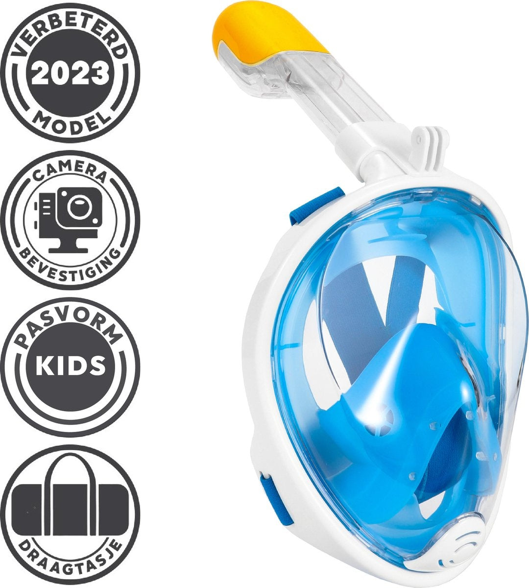 Gadgy Snorkelmasker voor kinderen - Snorkelset Blauw - Full Face Duikmasker Kind - Duikbril met Snorkel - Snorkelen en duiken in 2024