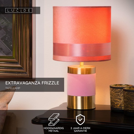 Lucide EXTRAVAGANZA FRIZZLE - Tafellamp - Ø 18 cm - 1xE14 - Roze