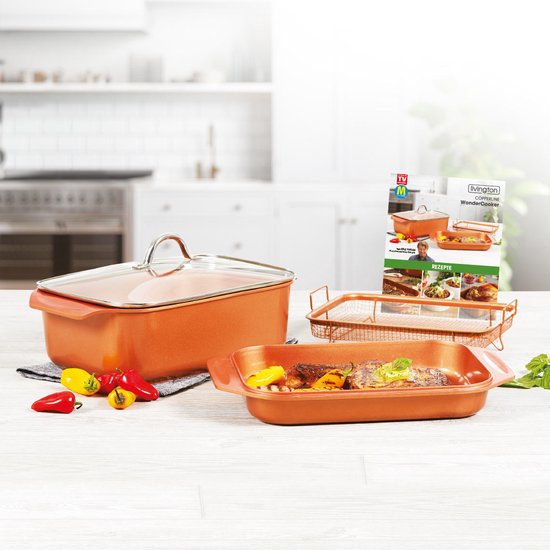 Livington Copperline WonderCooker - 14-in-1 keukenset - braadpan, grillpan, slowcooker en meer - Kookset voor alle soorten fornuizen, inclusief inductie