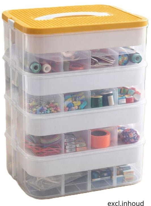 Ceruzo Speelgoed Opbergbox – 4 lagen – Transparant – Stapelbaar – Organizer- Inzetbakken
