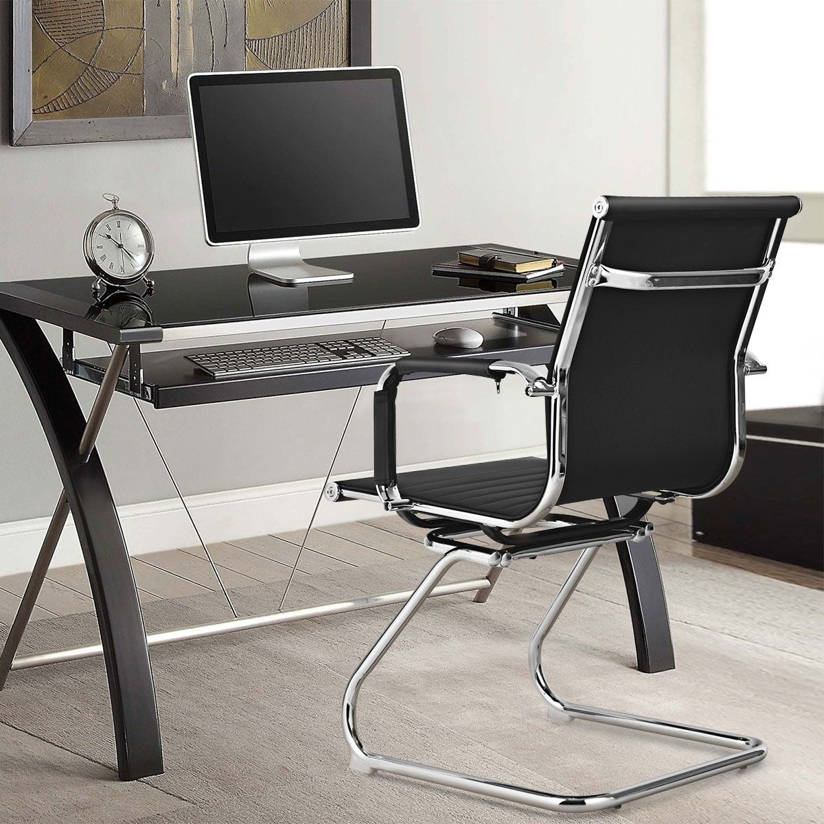 Coast Set van 2 Bureaustoelen - PU Leer - Max. 120 kg - Zwart