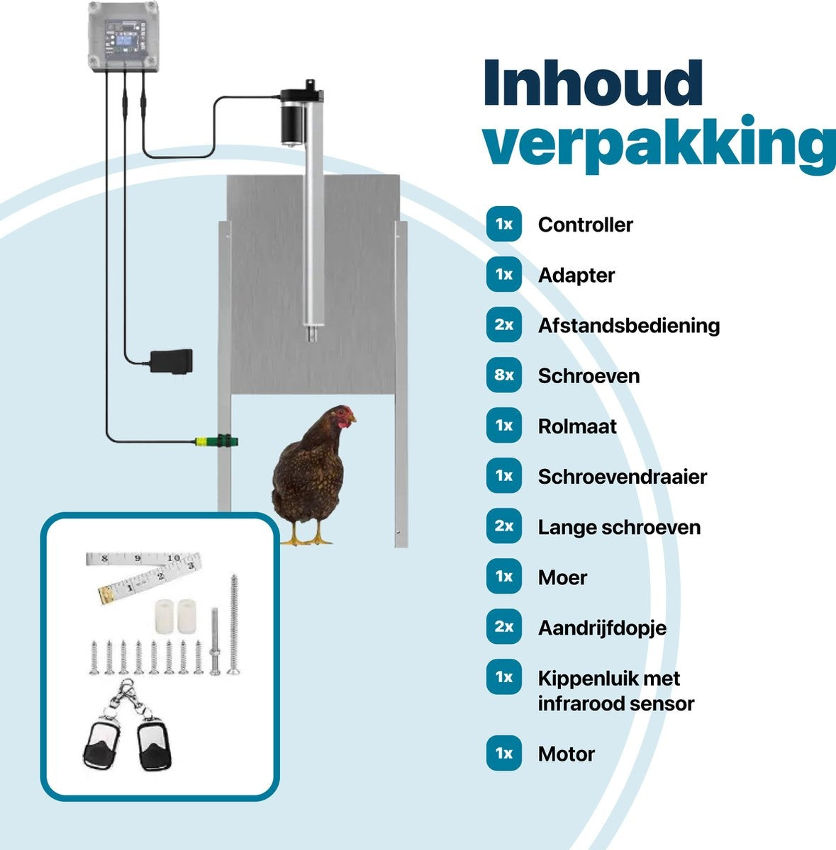 Automatische Kippendeur - Met Infraroodsensor - Automatisch Kippenluik - Hokopener voor kippen