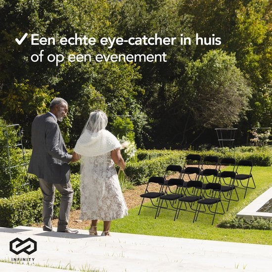 Infinity Goods Klapstoel - Vouwstoel - Fluweel - Eettafelstoel - Opklapbare Stoel - 43 x 47 x 80 CM - Stoel - Zwart