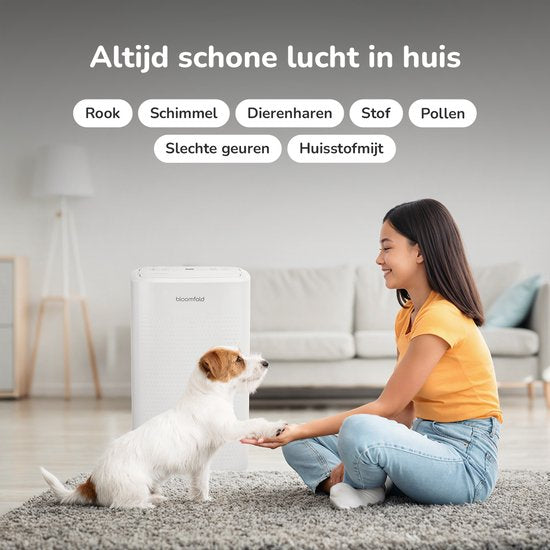 Bloomfold – Luchtontvochtiger En Luchtreiniger – 12 l Capaciteit & Met HEPA-Filter – Met Timer En Led-Display – Voor Een Gezond Binnenklimaat – Wit Kunststof
