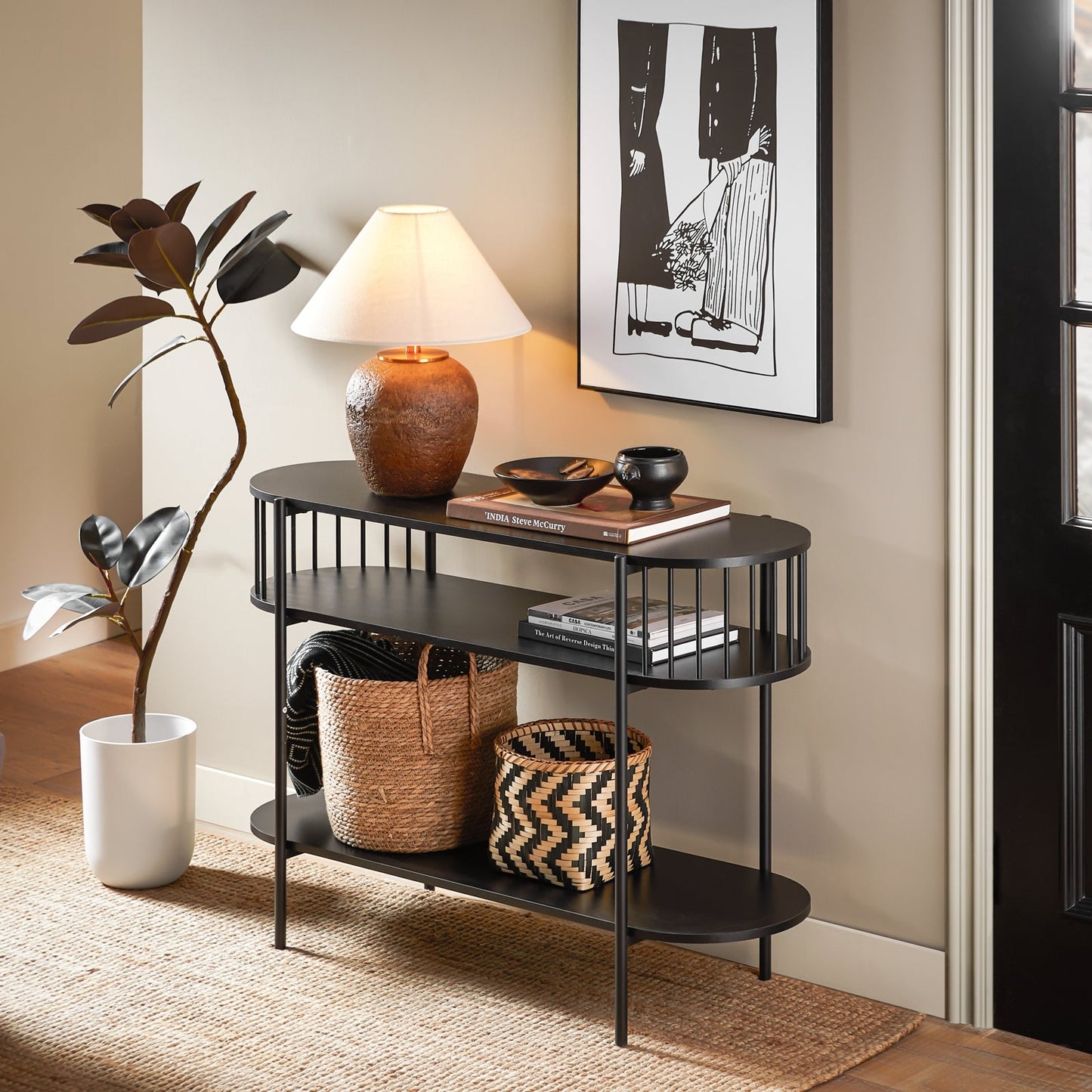 SoBuy Consoletafel – Met 3 Niveaus – max. 75 kg – 110 x 39 x 76 cm – Zwart