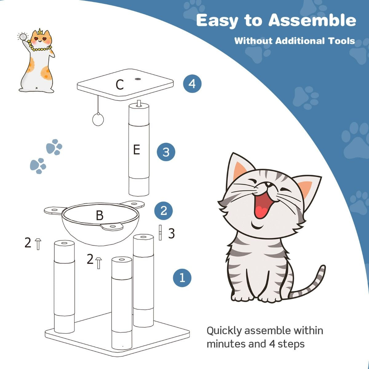 Coast Multi -Storey Scratching Post Soft Wrapped Cat Tree met een gezellige hangmatgrijs