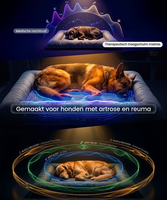 Happysnoots® Orthopedisch Hondenkussen - XL Hondenmand 85 x 70 cm - Wasbaar Hondenbed - Grijs Benchkussen met Rits
