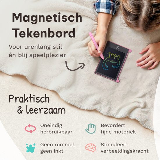 Partizzle 12x Magnetisch Tekenbord voor Kinderen - Mini Krijtbord / LCD Tekentablet met Scherm - Creatief Tekenen - Uitdeelcadeautjes Educatief Teken Speelgoed Bord - Kleine Uitdeelcadeaus - Grabbelton Traktatie Cadeautjes - 11 cm / 4 Kleuren