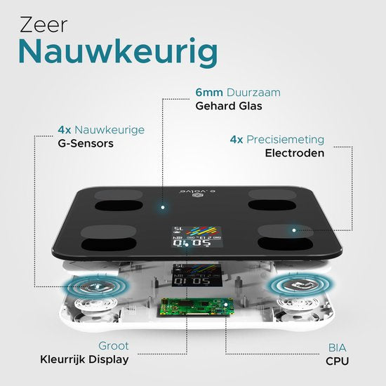 e.volve Weegschaal Personenweegschaal Digitaal - 16 Metingen - Slimme Weegschaal met Lichaamsanalyse - Precisie Weegschaal - Weegschalen - Digitale Weegschaal - Incl. App