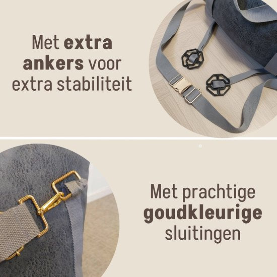 By Cee Cee Hondenmand Auto – Zeer Luxe Auto Hondenmand - Autostoel Hond Achterbank - Automand Hond - Hondendeken Auto - Autozit Hond - Ook Voor Bijrijdersstoel – Antraciet - Ameline