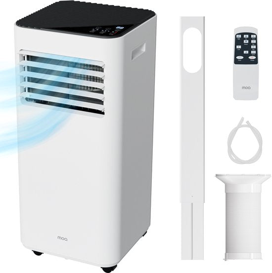 MOA Mobiele Airco - 9.000 BTU - 3-in-1 - Met Afstandbediening - Tot 30m² - Airconditioner met Ontvochtigingsfunctie - Raamafdichtingskit - Wit