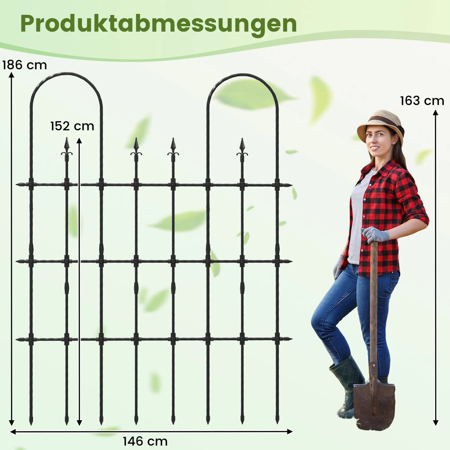 Coast Plantenrek voor Klimplanten en Rozen - 146 x 186 cm - Zwart Metalen Tuinrek voor Bloemen, Groenten en Klimplanten