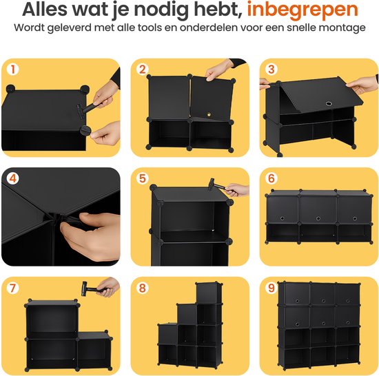 Goliving Opvouwbare Opbergkast - 24 Paar - 92 x 82 cm - Schoenenkast - Schoenenrek met Deuren - Schoenenbank - Zwart