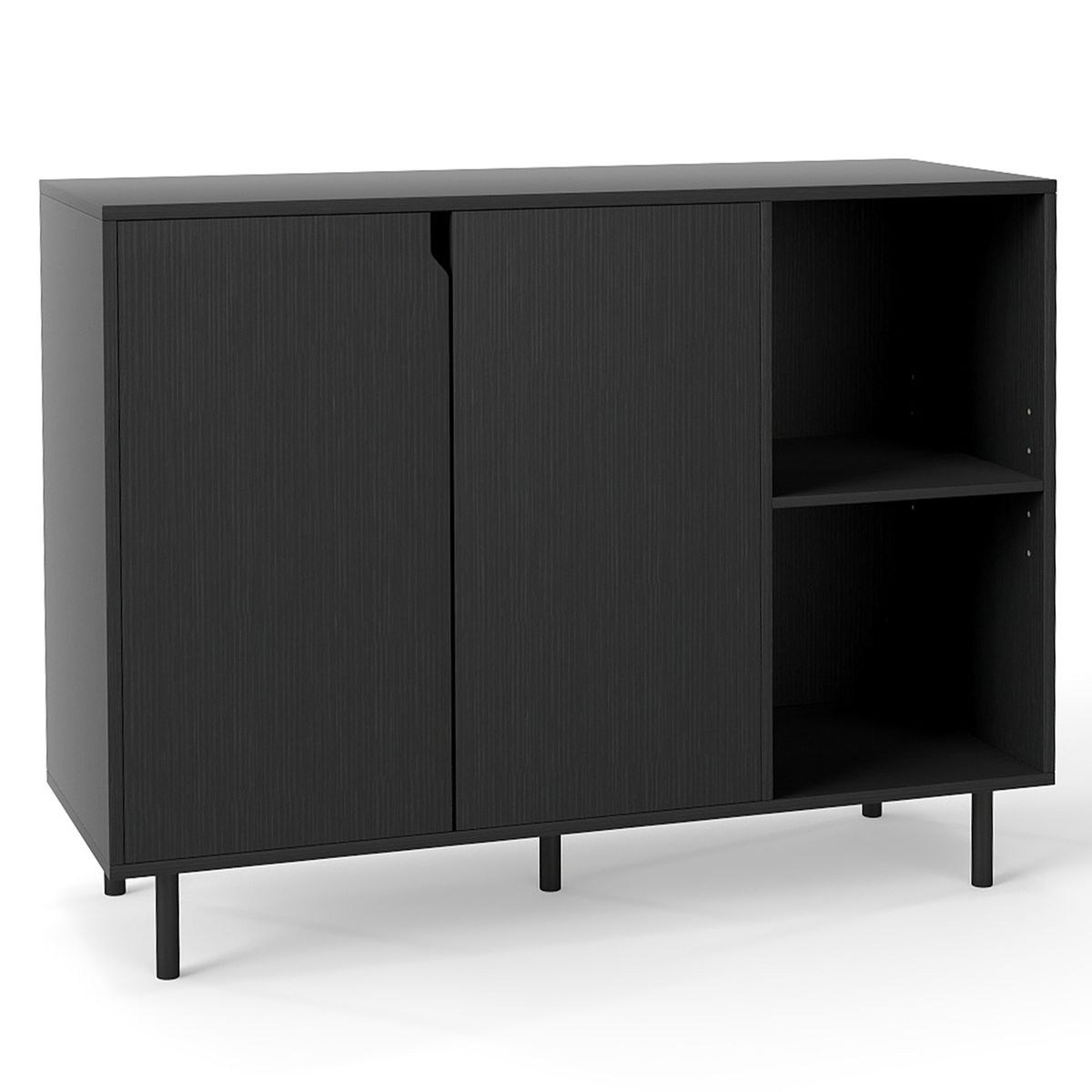 Coast Dressoir met 4 vakken en 2 deuren - verstelbare planken - zwart - 106 x 38 x 80 cm