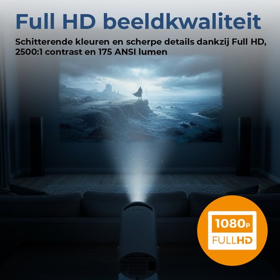 Denver Mini Beamer PR2500 – Full HD 1920x1080P – 175 ANSI Lumen – Thuisbioscoop Projector – HDMI, USB-C & Bluetooth – Compact & Draagbaar
