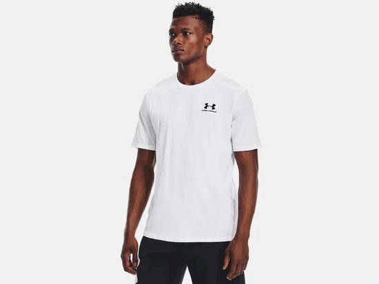 Under Armour UA M SPORTSTYLE LC SS-WHT Heren Sportshirt - Wit - Zwart