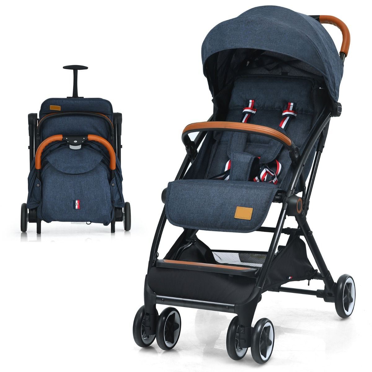 Coast Opvouwbare Kinderwagen - verstelbare rugleuning en voetensteun - schokabsorberende wielen - blauw